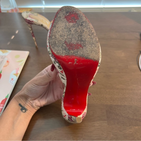 Christian Louboutin Pigamule 120 Floral Watersnake Heel Mule Sandals Heels - Picture 11 of 12